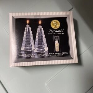 Pyramid Lamplight Farms Glass  Oil Lamp Set of 2  New Open Box